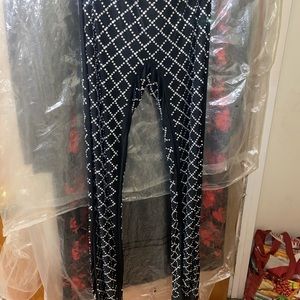 Rhinestone See-Through Fancy Leggings